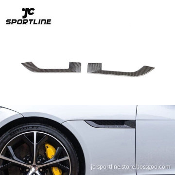 Stick-on Dry Carbon Fiber Front Fender Vents Trim for Jaguar F-Type R-Dynamic 2-Door 2013-2019